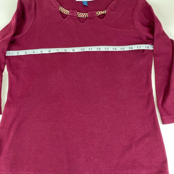 Karen Scott- Maroon Long Sleeves Top. Size Medium. - Picture 3 of 5